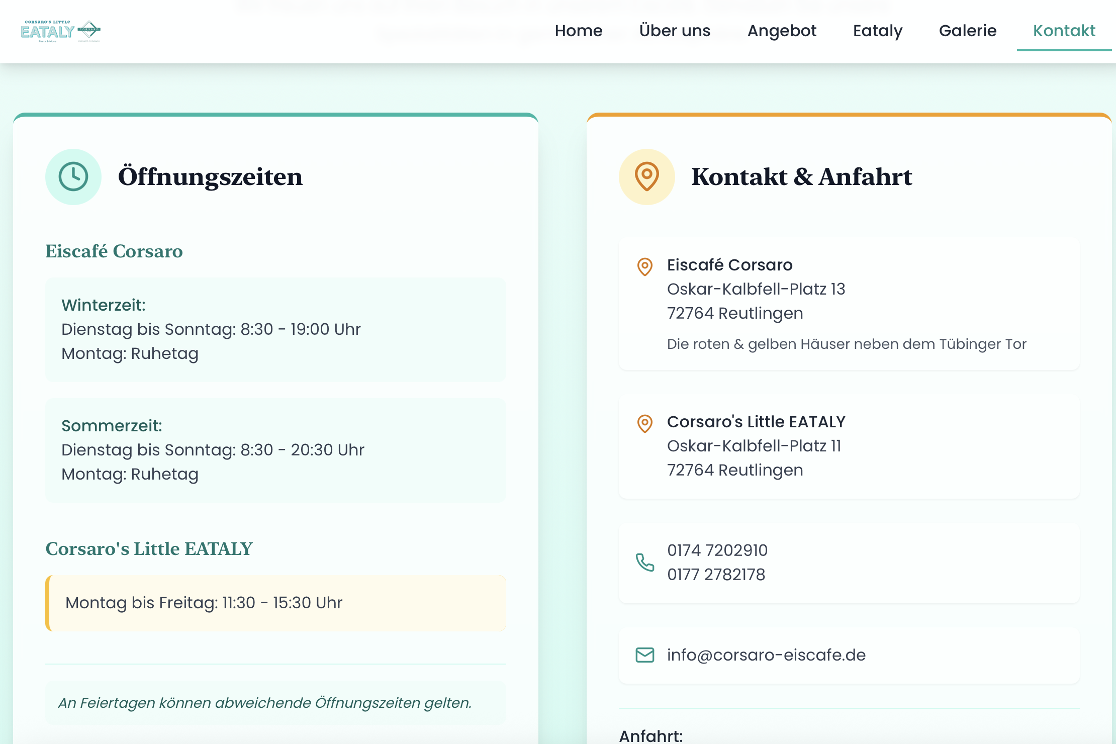 Eiscafé Corsaro Kontakt