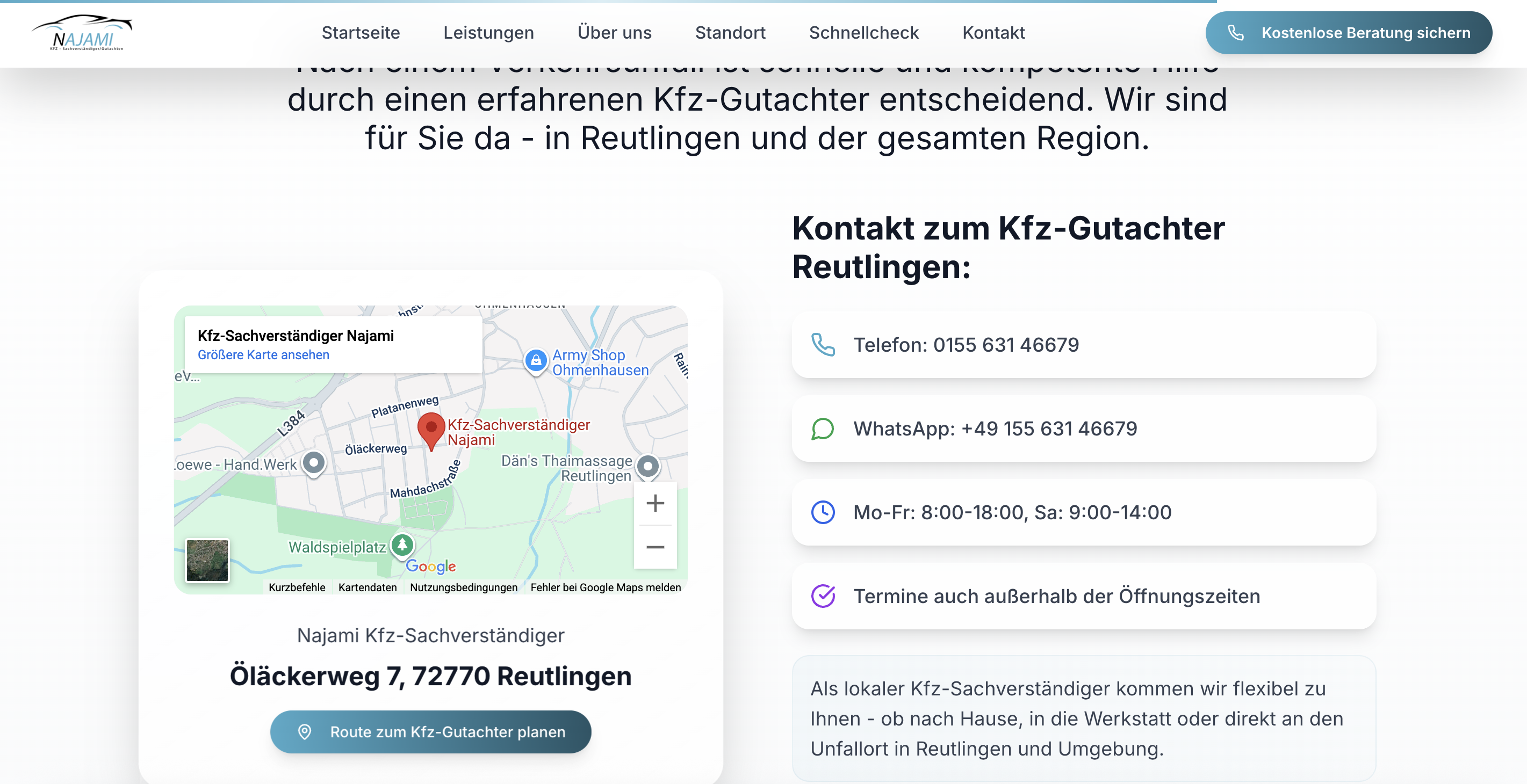 Najami Kontakt und Standort